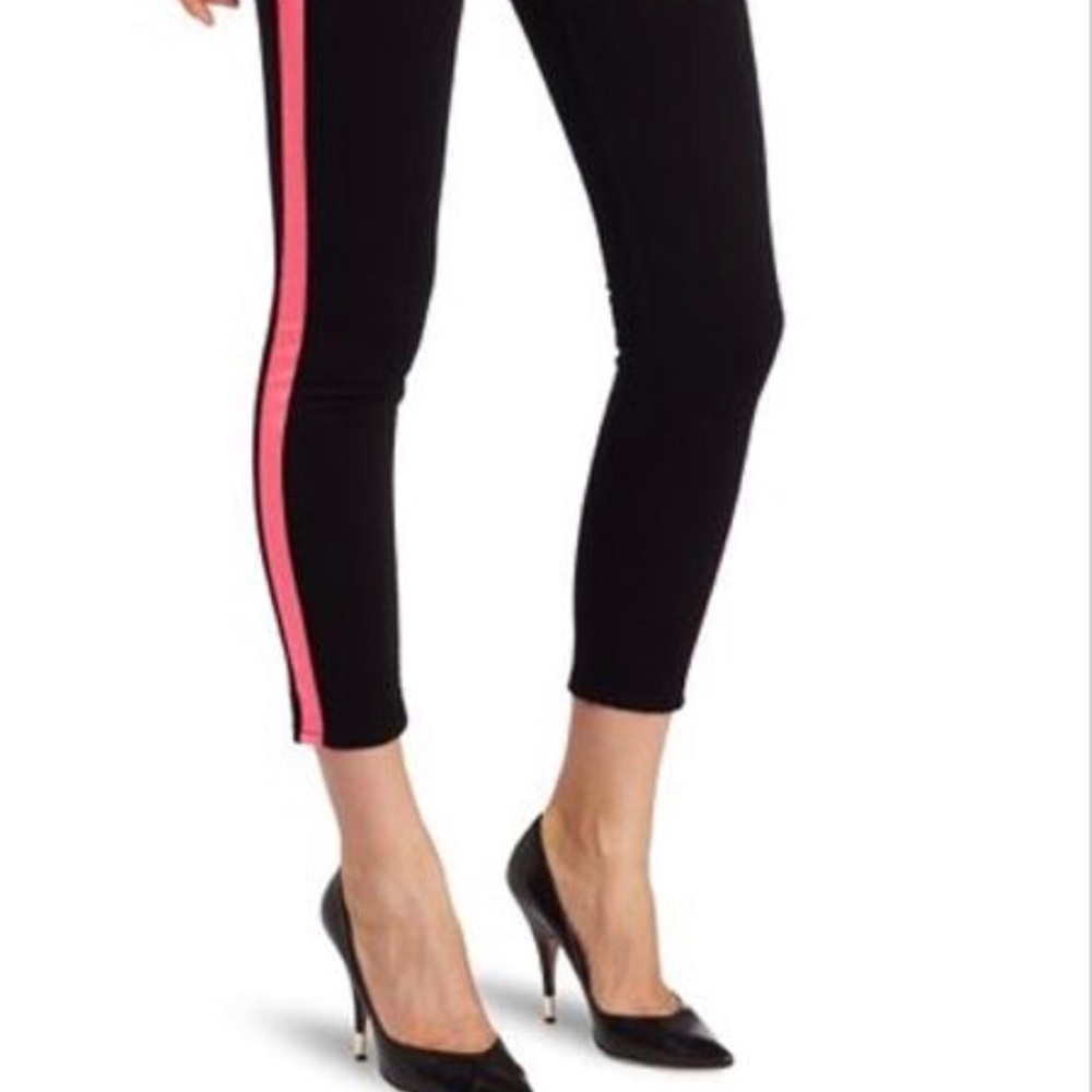 Hudson Black Neon Pink Loulou Tuxedo jeans sz 26